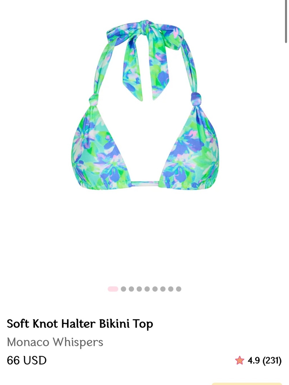 Womens' Soft Knot Halter Bikini Top - Green Floral